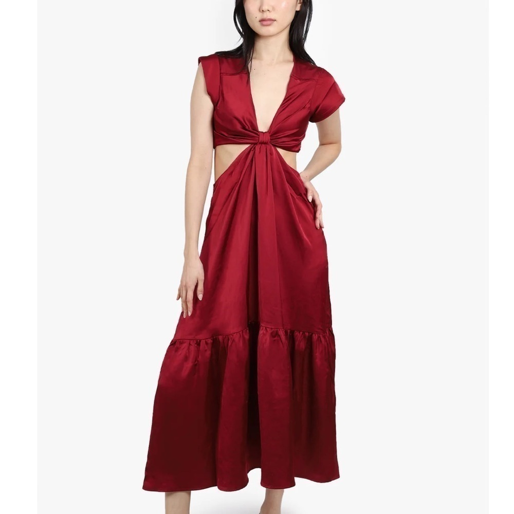 Jason Wu- NWT Burgundy VNeck Cutout Midi Dress